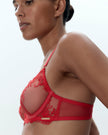 Marseille Embroidered Sheer Bra Red
