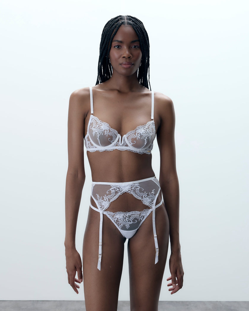 Marseille Embroidered Sheer Bra White