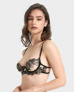 Adeline Embroidered Sheer Bra Black