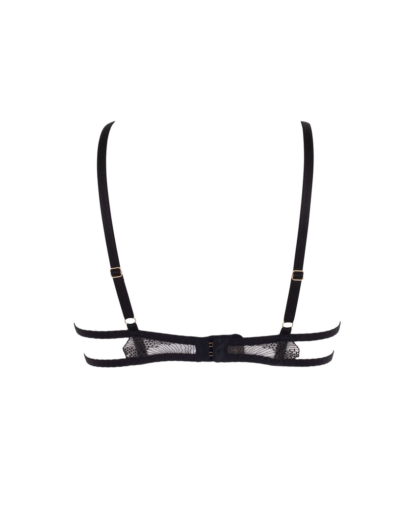 Adeline Embroidered Sheer Bra Black