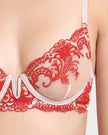 Marseille Embroidered Sheer Bra Red/Pink