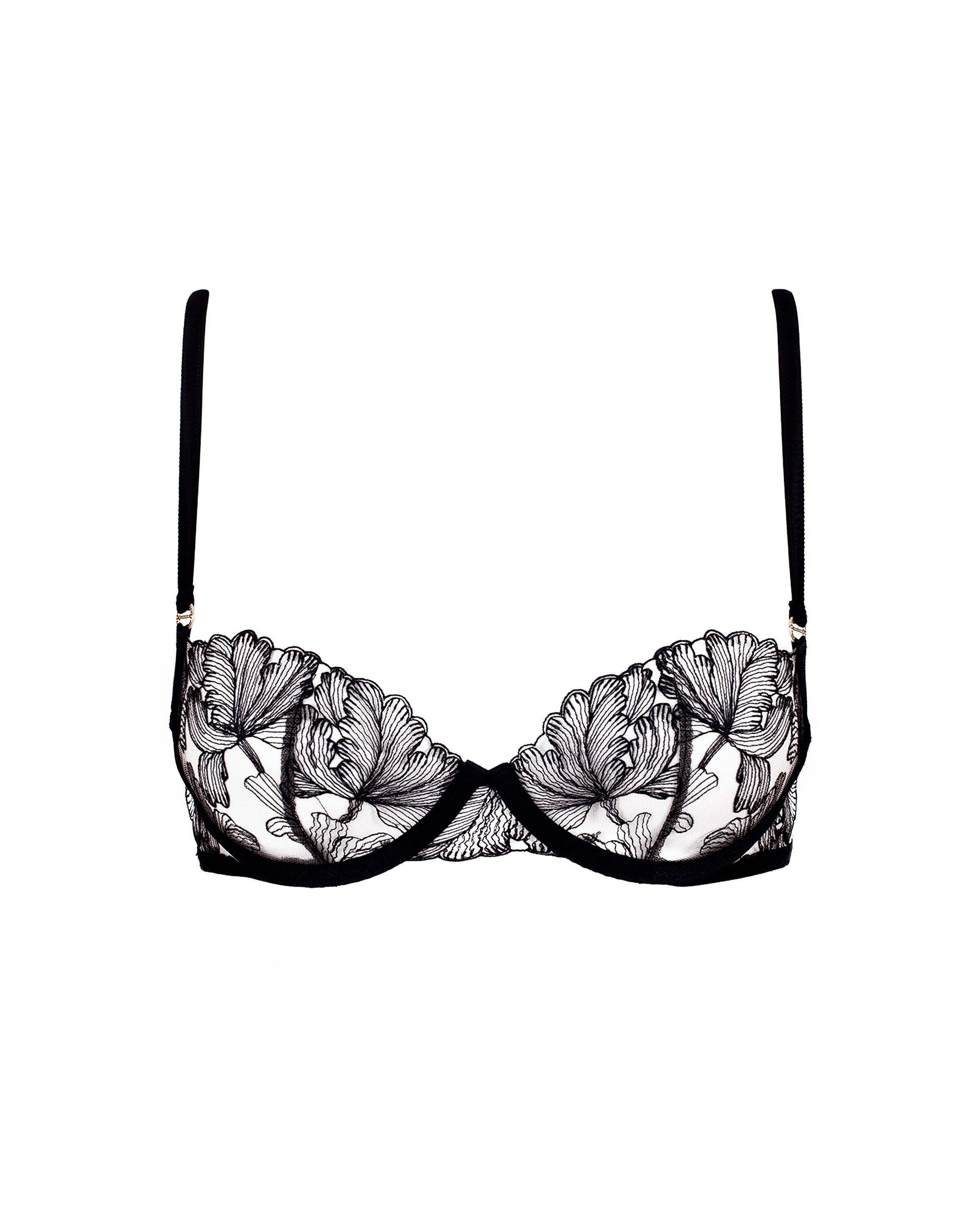 Alula Embroidered Sheer Bra Black
