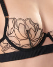 Maia Embroidered Sheer Bra Black