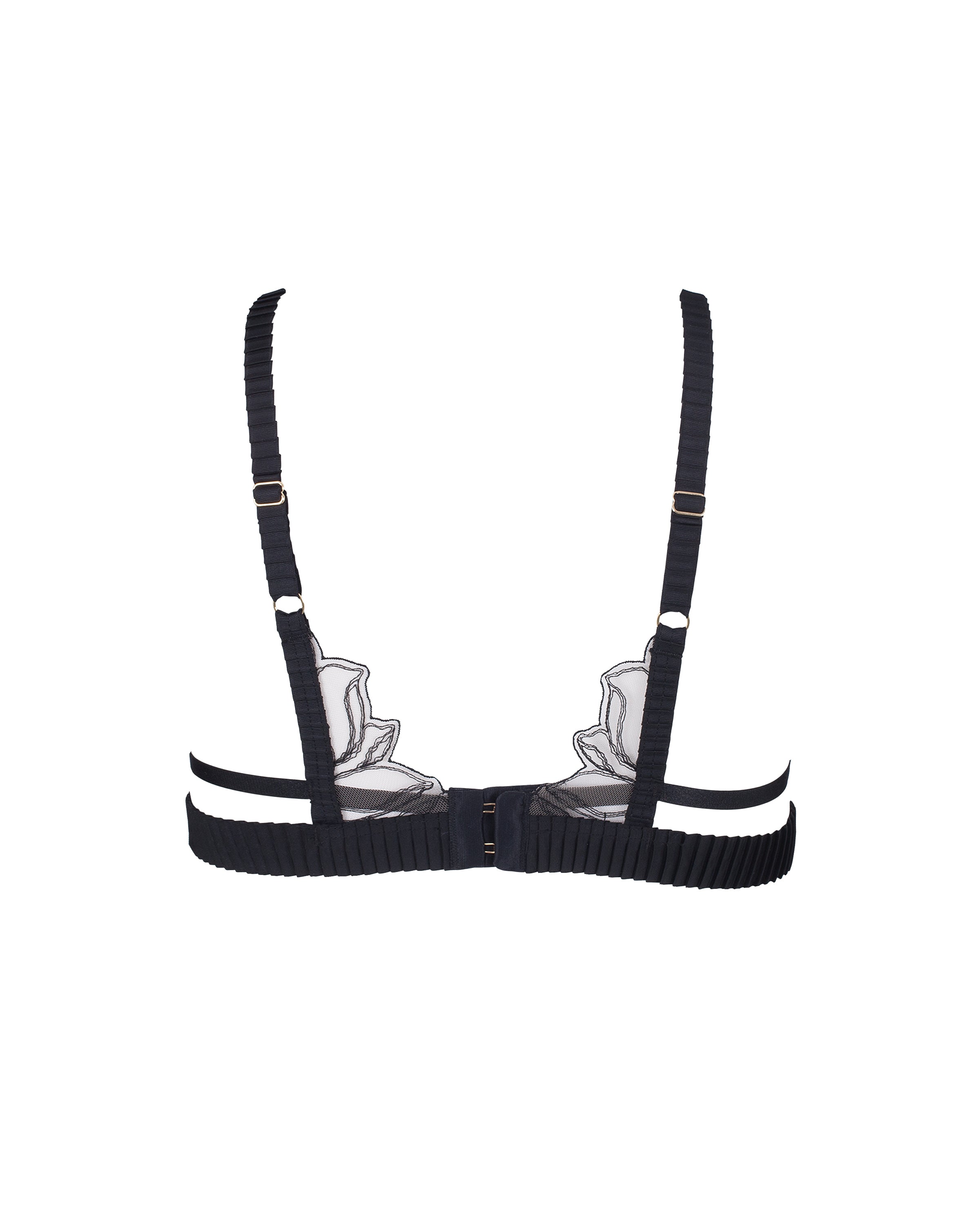Maia Embroidered Sheer Bra Black