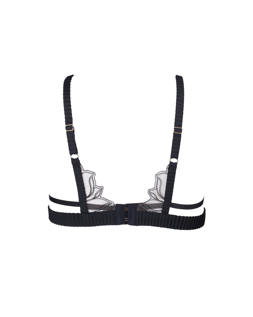 Maia Embroidered Sheer Bra Black