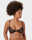 Leonora Floral Embroidered Bra Black
