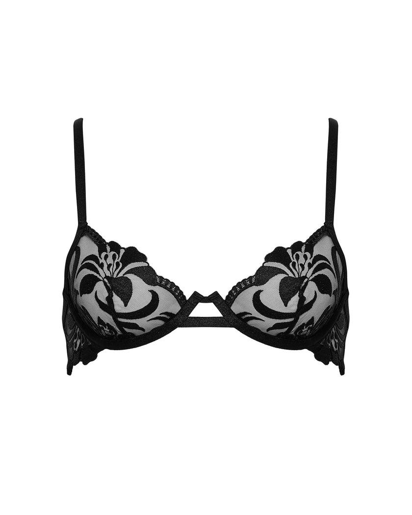 Leonora Floral Embroidered Bra Black