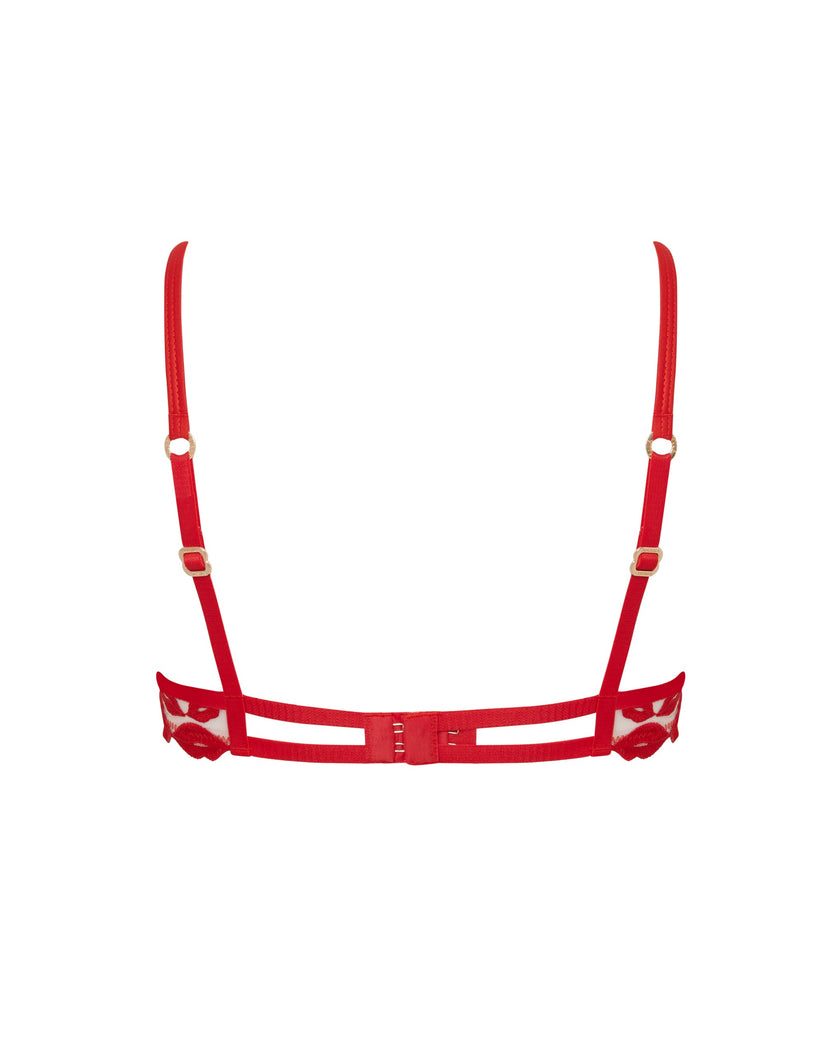 Marian Embroidered Balcony Bra Red