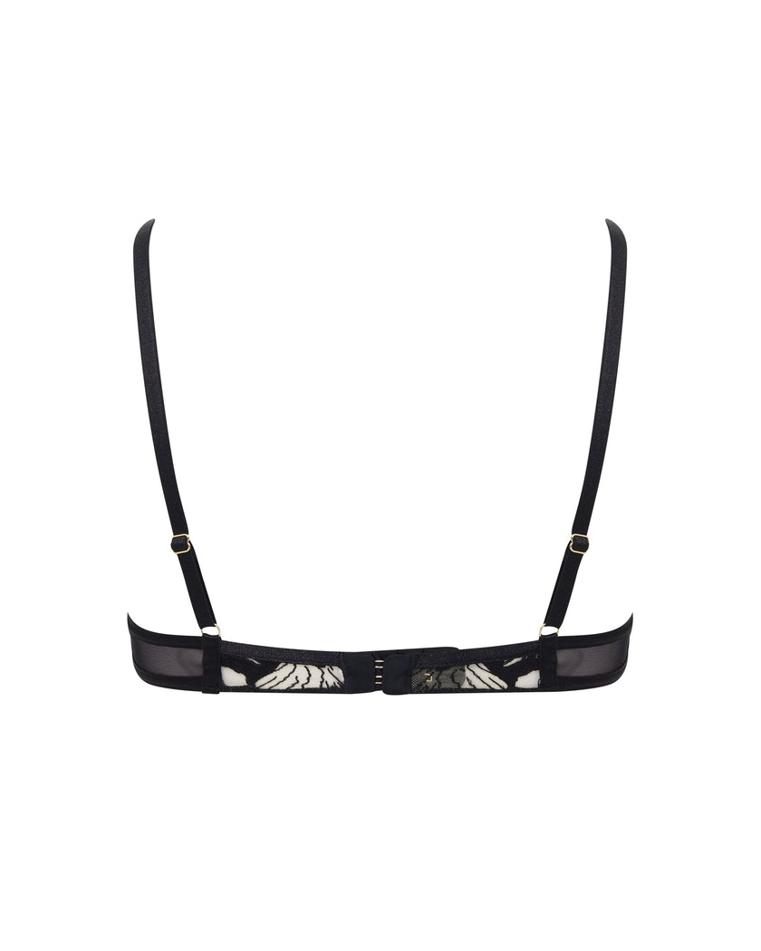 Kalmia Floral Embroidered Bra Black