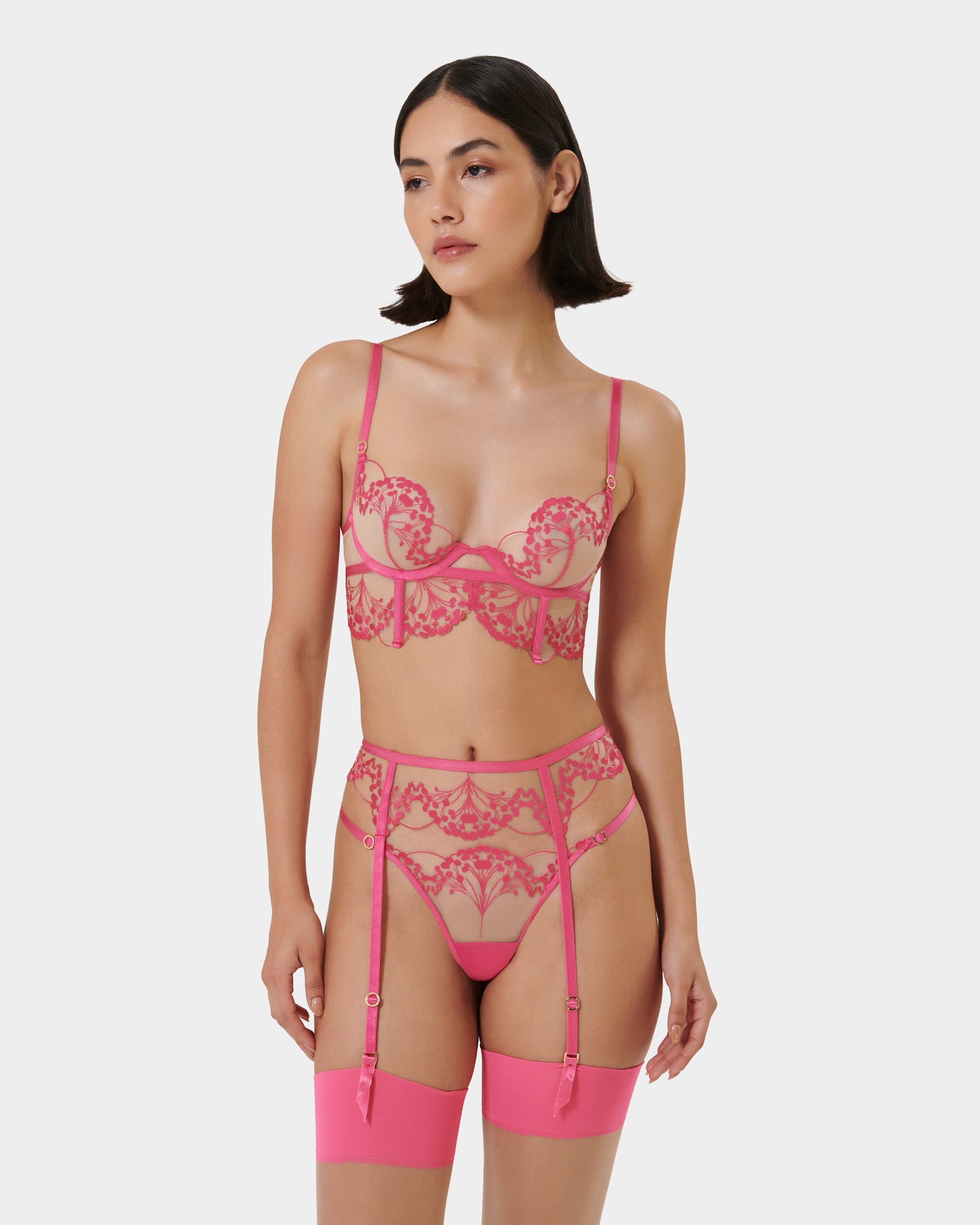 Marisa Embroidered Sheer Bra Pink