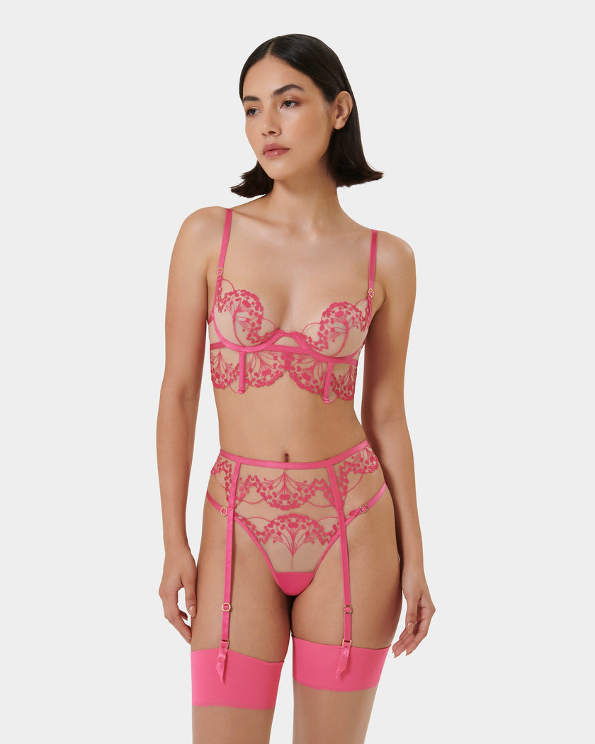 Marisa Embroidered Sheer Bra Pink