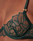 Laurel Leaf Embroidered Bra Green