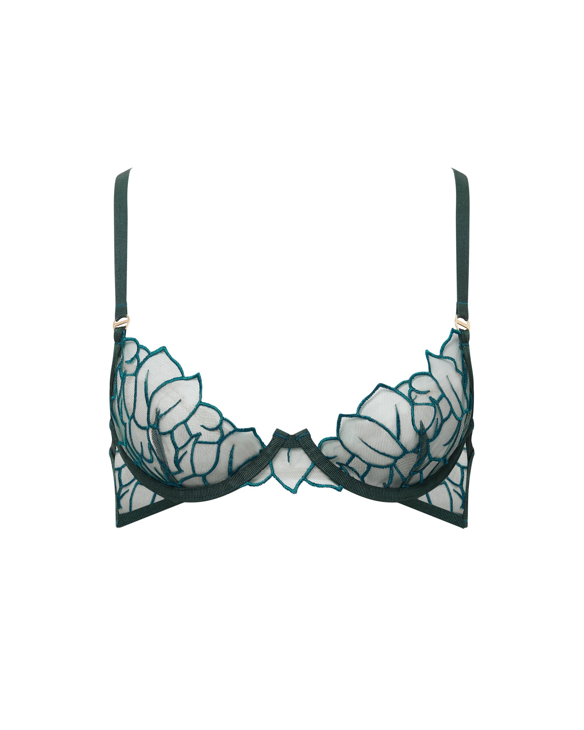 Laurel Leaf Embroidered Bra Green