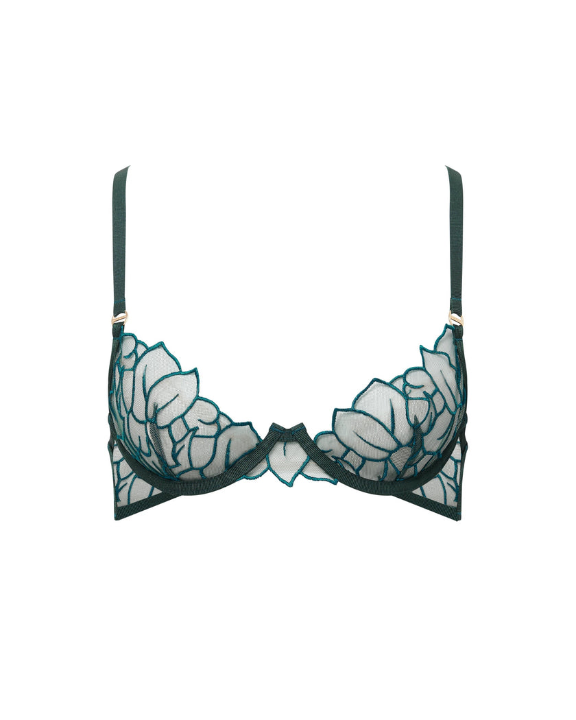 Laurel Leaf Embroidered Bra Green