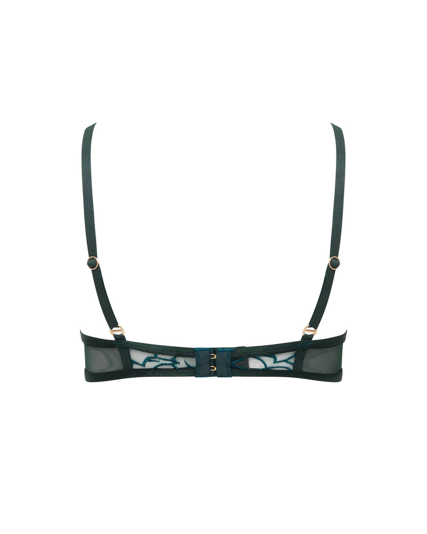 Laurel Leaf Embroidered Bra Green