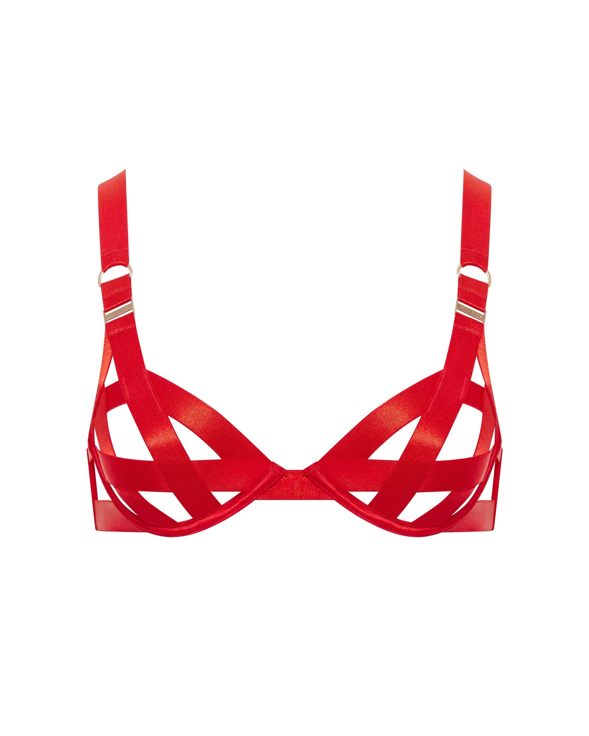Ariana Satin Strappy Bra Red