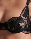 Gabriella Floral Embroidered Bra Black