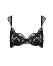 Gabriella Floral Embroidered Bra Black