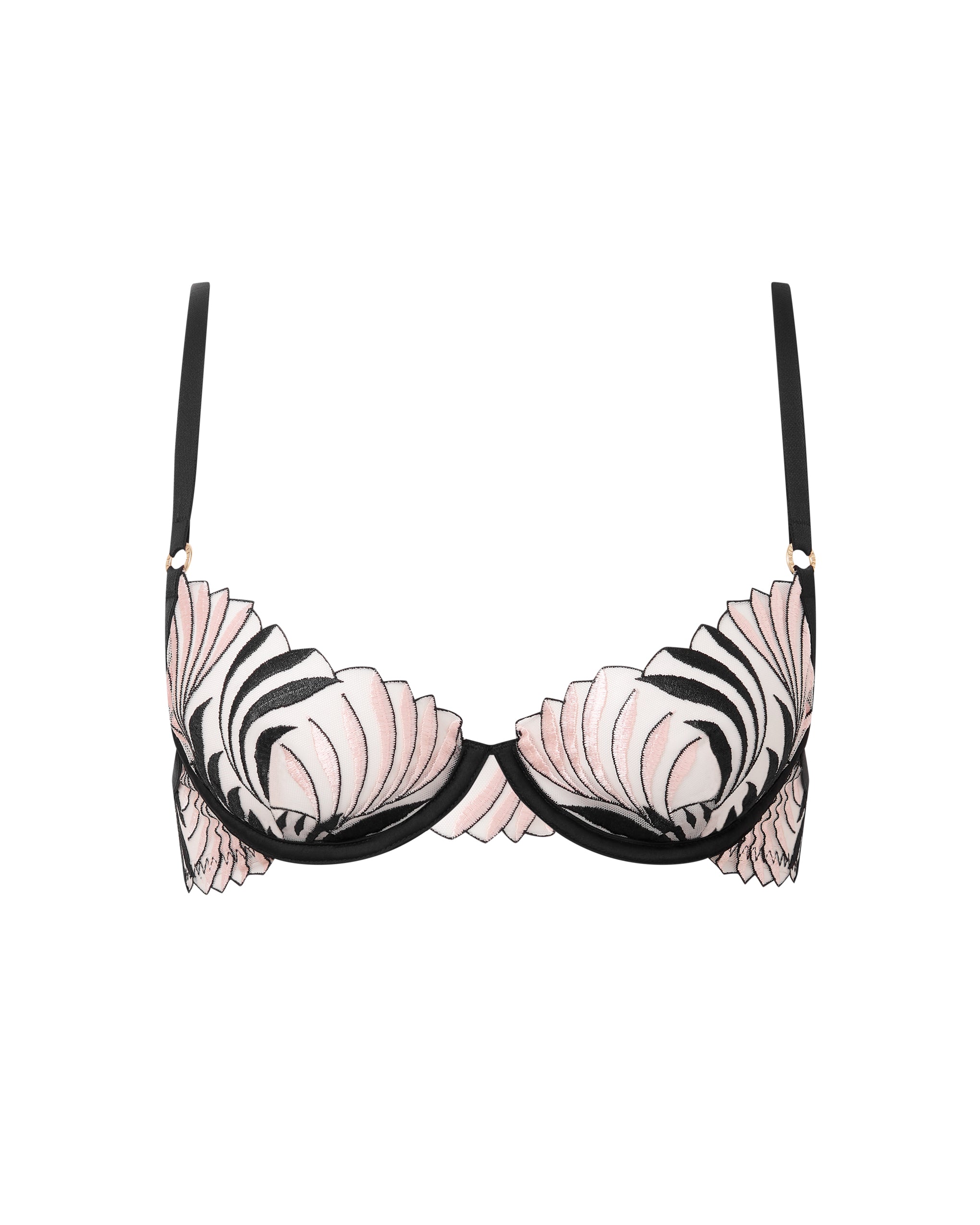 Katerine Embroidered Sheer Bra Black/Pearl