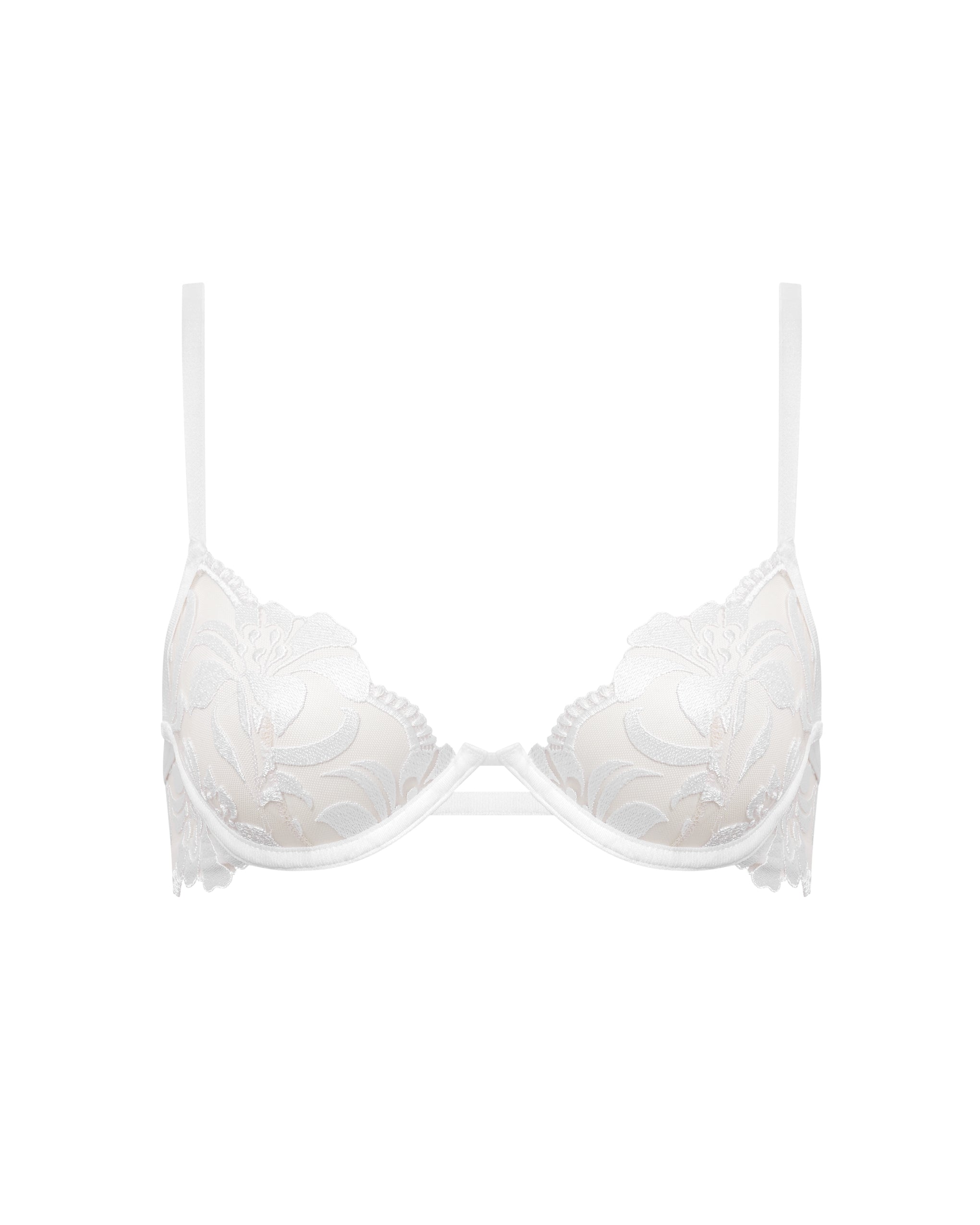 Leonora Floral Embroidered Bra White