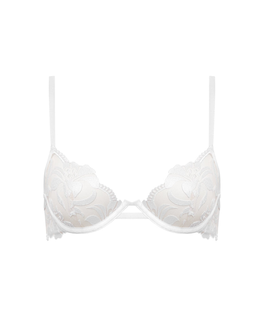 Leonora Floral Embroidered Bra White