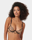 Marceline Embroidered Sheer Bra Black