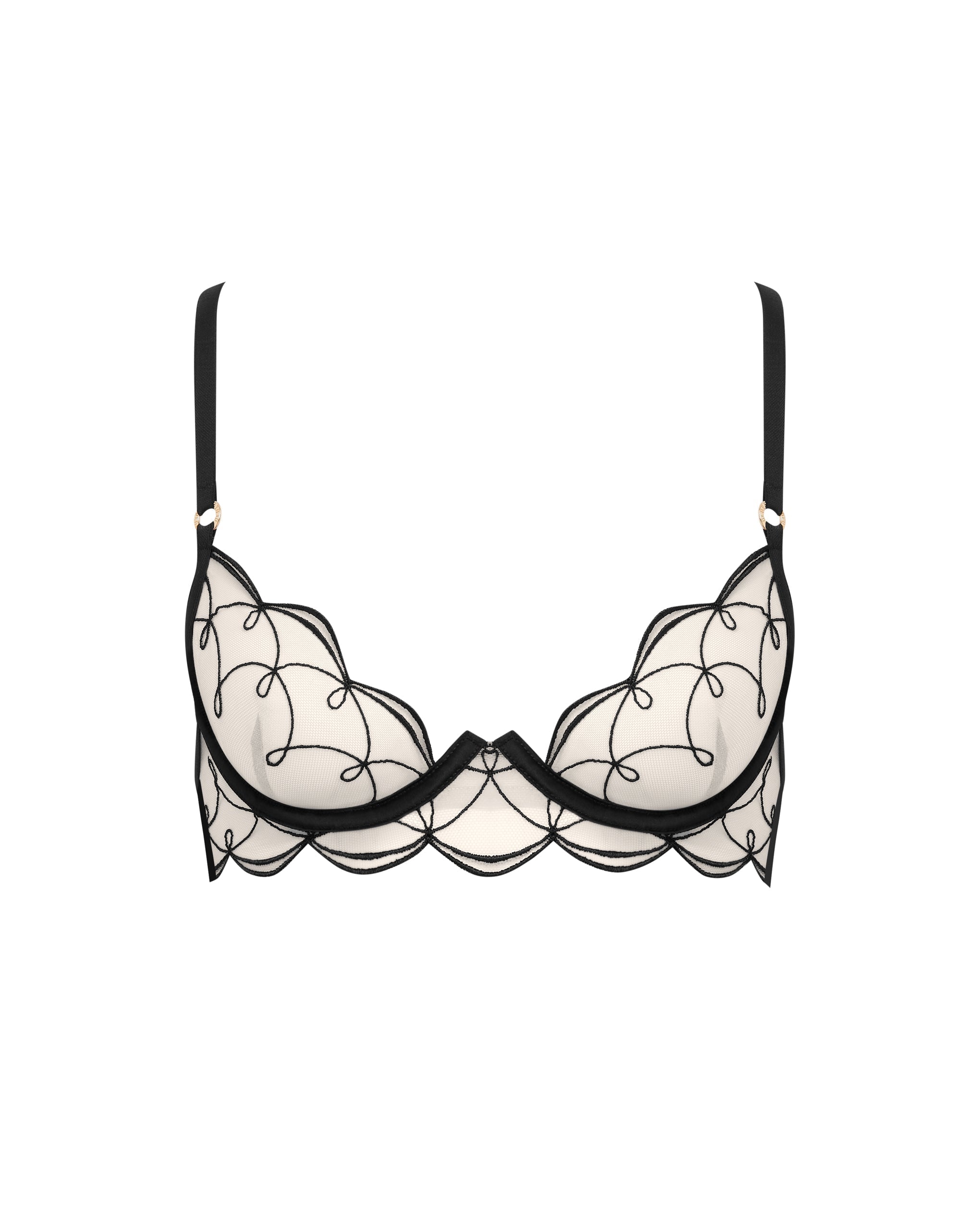Marceline Embroidered Sheer Bra Black