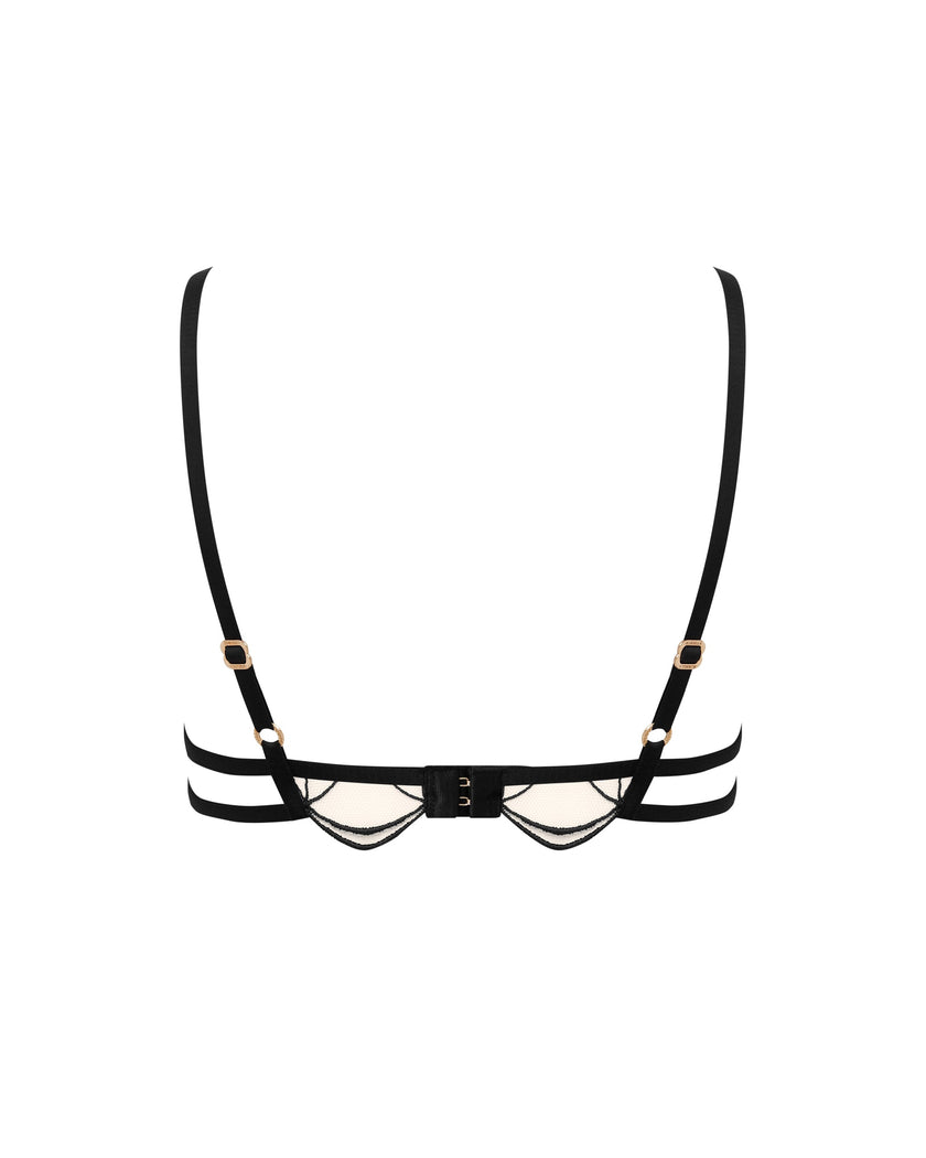 Marceline Embroidered Sheer Bra Black