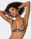 Marceline Embroidered Sheer Bra Black