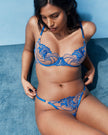 Monique Floral Embroidered Bra Blue