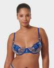 Monique Floral Embroidered Bra Blue