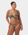 Odette Floral Balcony Bra Black/Summer Green