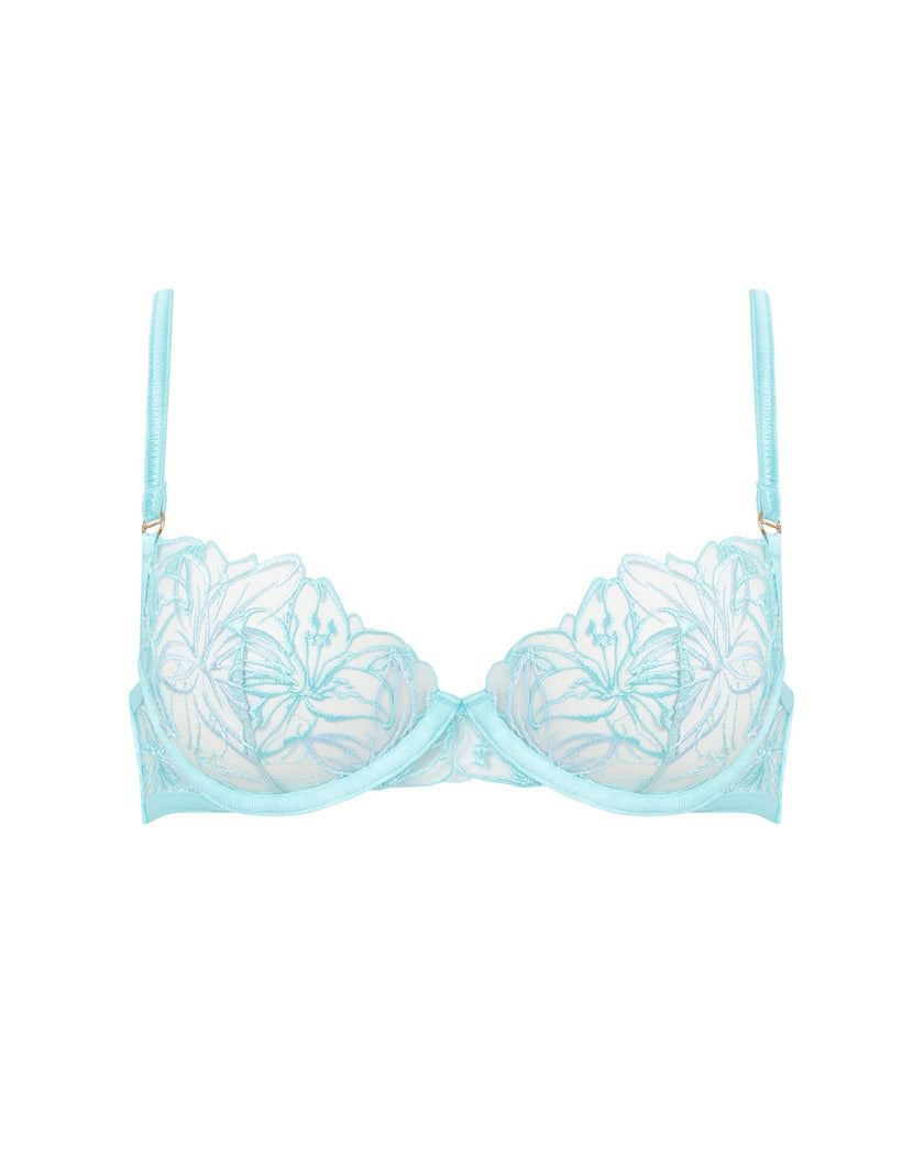 Lilly Floral Embroidered Bra Blue