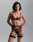 Harlow Heart Embroidered Bra Black