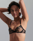 Harlow Heart Embroidered Bra Black