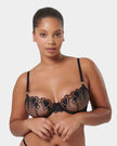 Harlow Heart Embroidered Bra Black