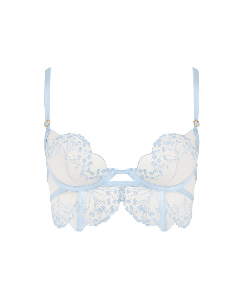 Marisa Embroidered Sheer Bra Blue
