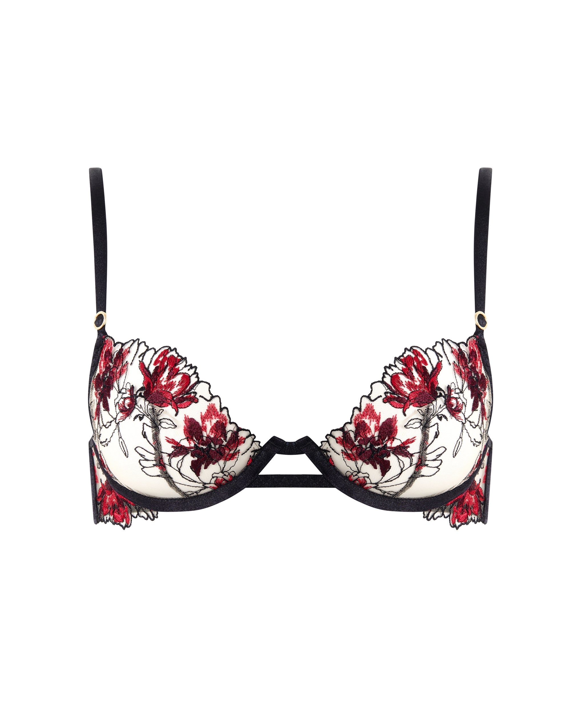 Calista Sheer Floral Bra Black/Cherry