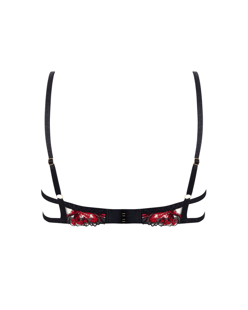 Calista Sheer Floral Bra Black/Cherry