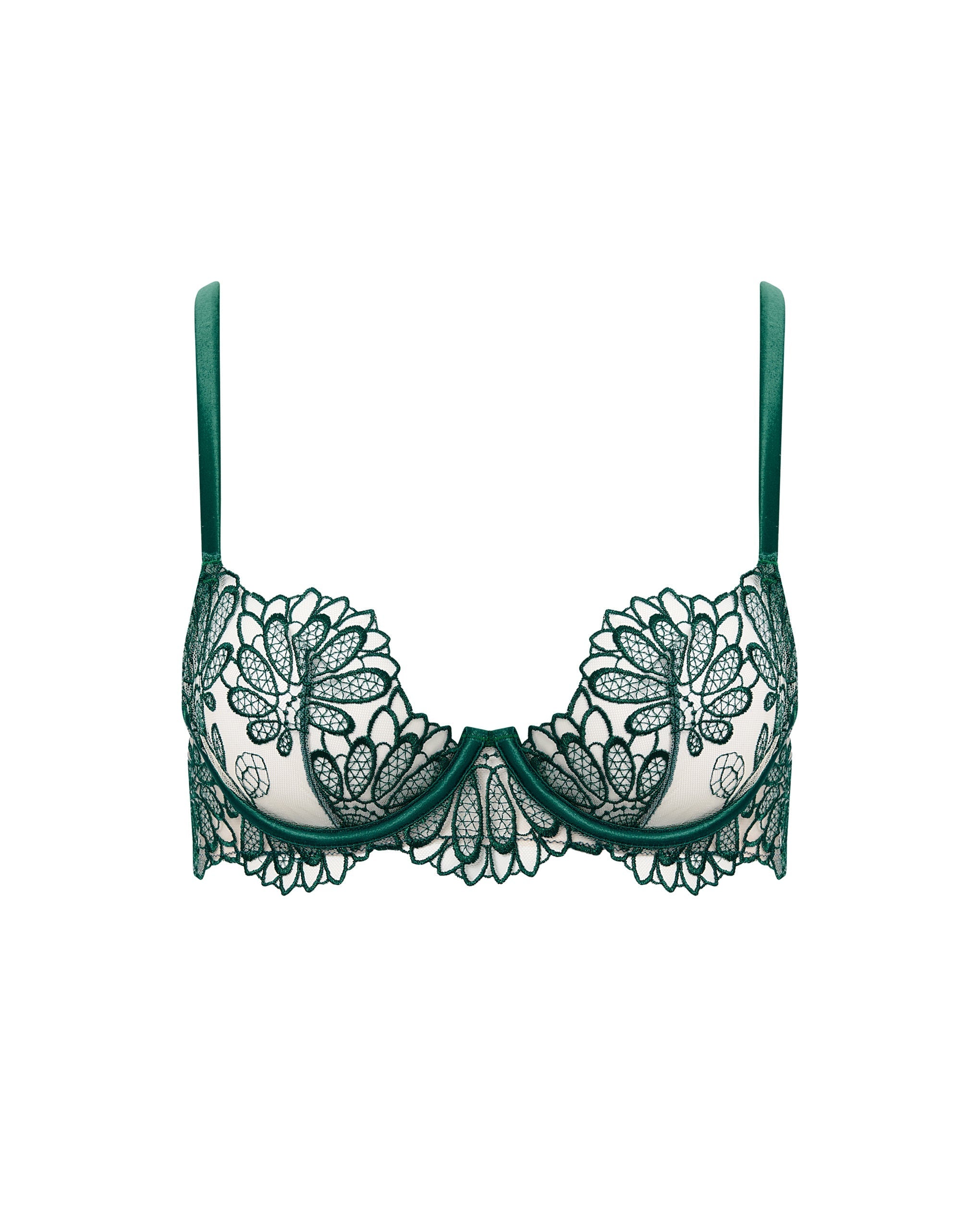 Amaris Sheer Floral Bra Green