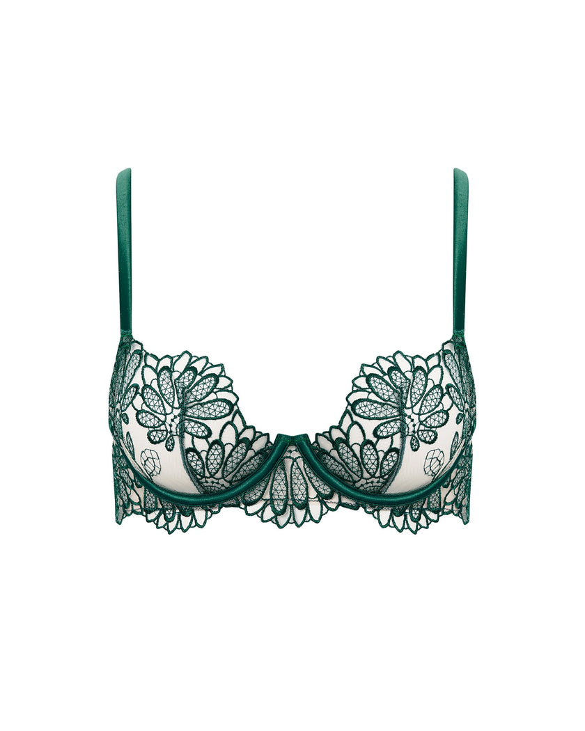 Amaris Sheer Floral Bra Green