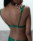 Octavia Satin Moulded Bra Green