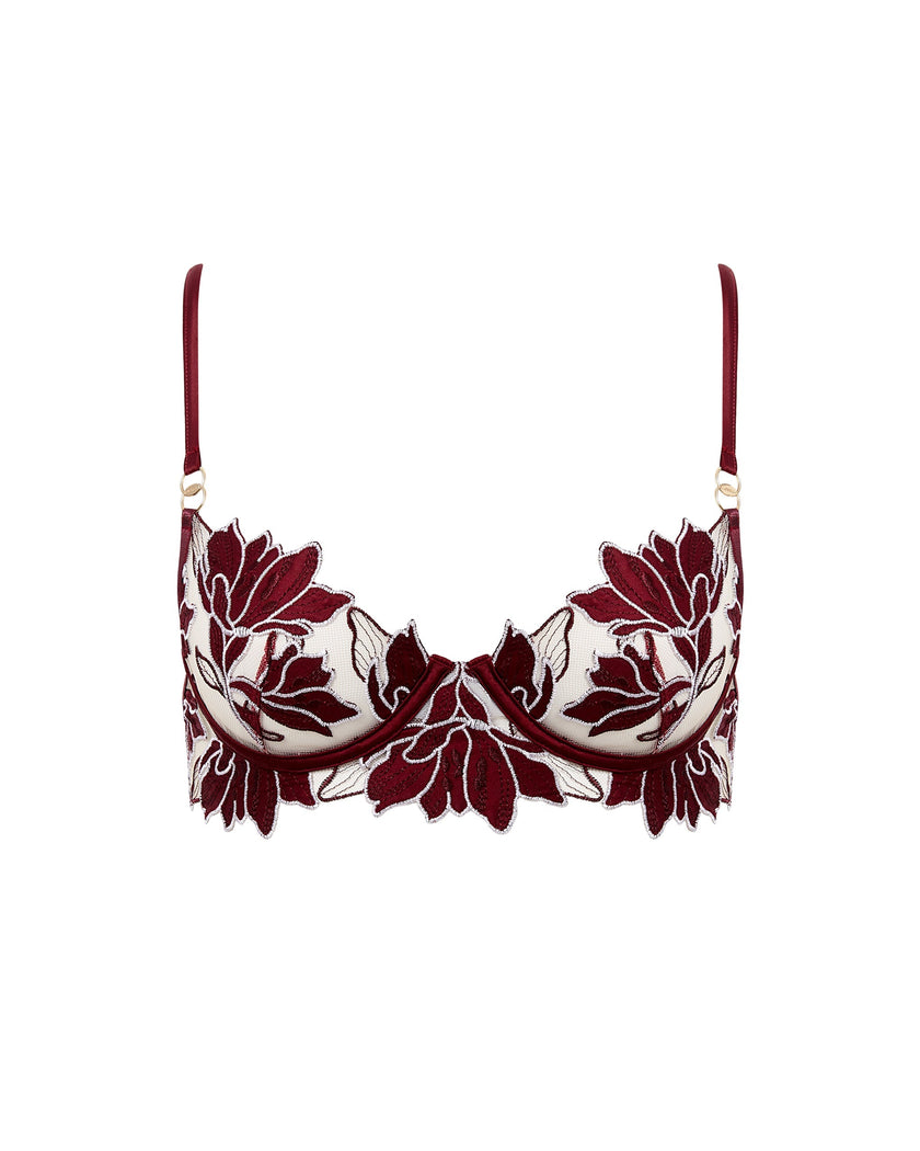 Geneva Embroidered Longline Bra Cherry