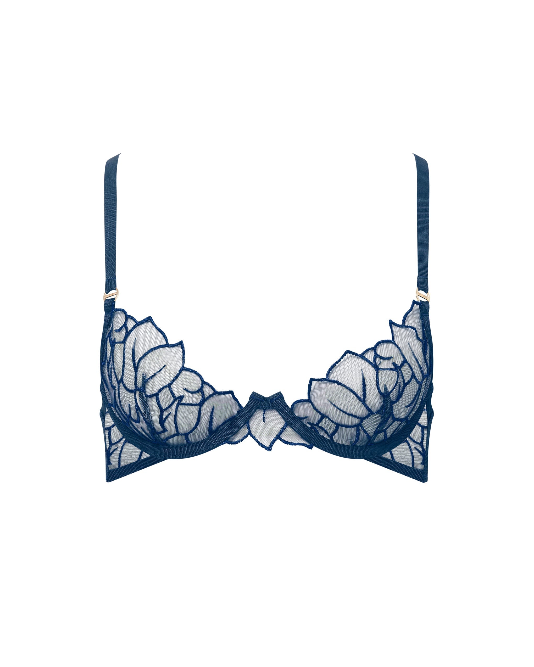 Laurel Leaf Embroidered Bra Navy