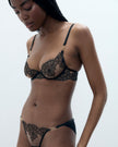 Inaya Sheer Floral Bra Black