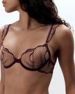Marabel Embroidered Sheer Bra Cherry
