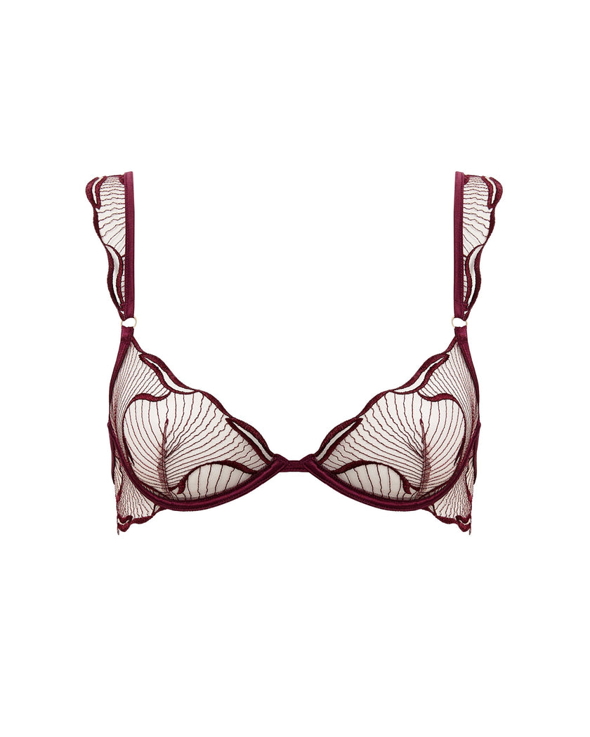 Marabel Embroidered Sheer Bra Cherry