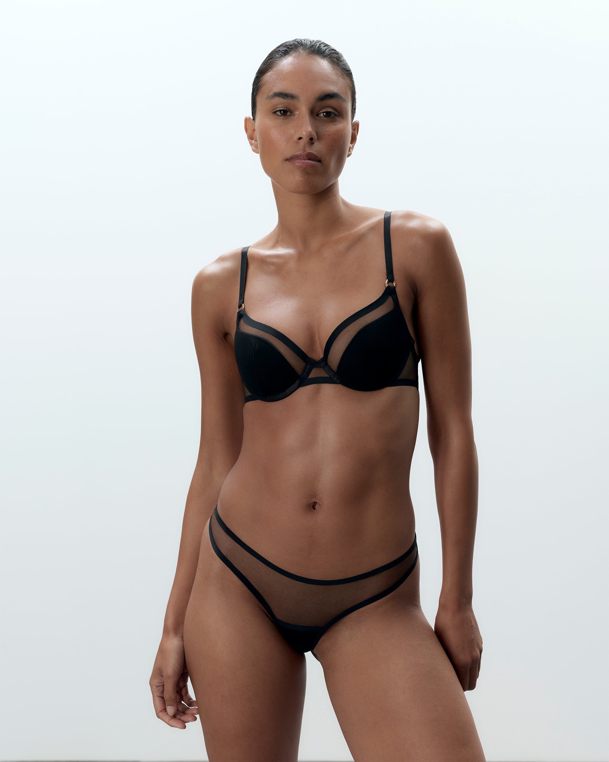 Naomi Moulded Mesh Bra Black