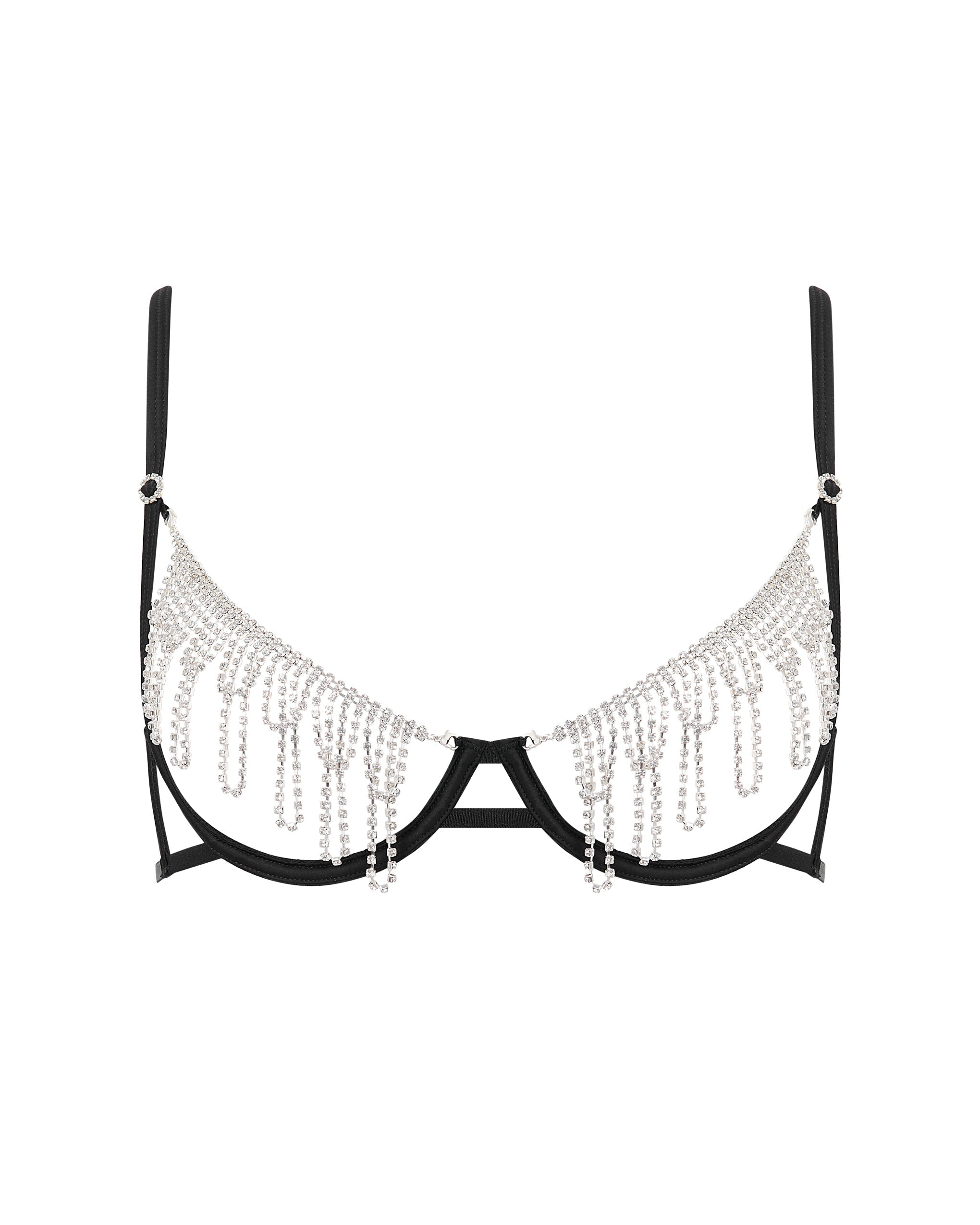 Estelle Open Diamante Bra Black/Silver