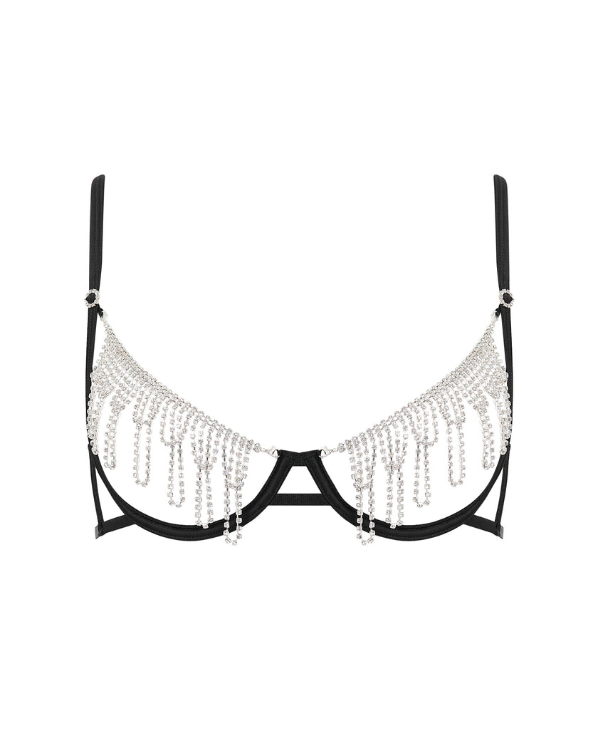 Estelle Open Diamante Bra Black/Silver